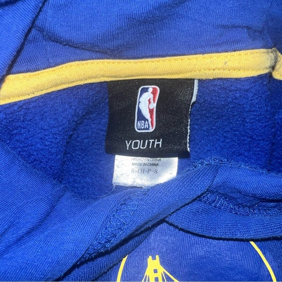 NBA kids Golden State Warriors Blue and Yellow Hoodie youth sz sm 8 - Picture 4 of 4